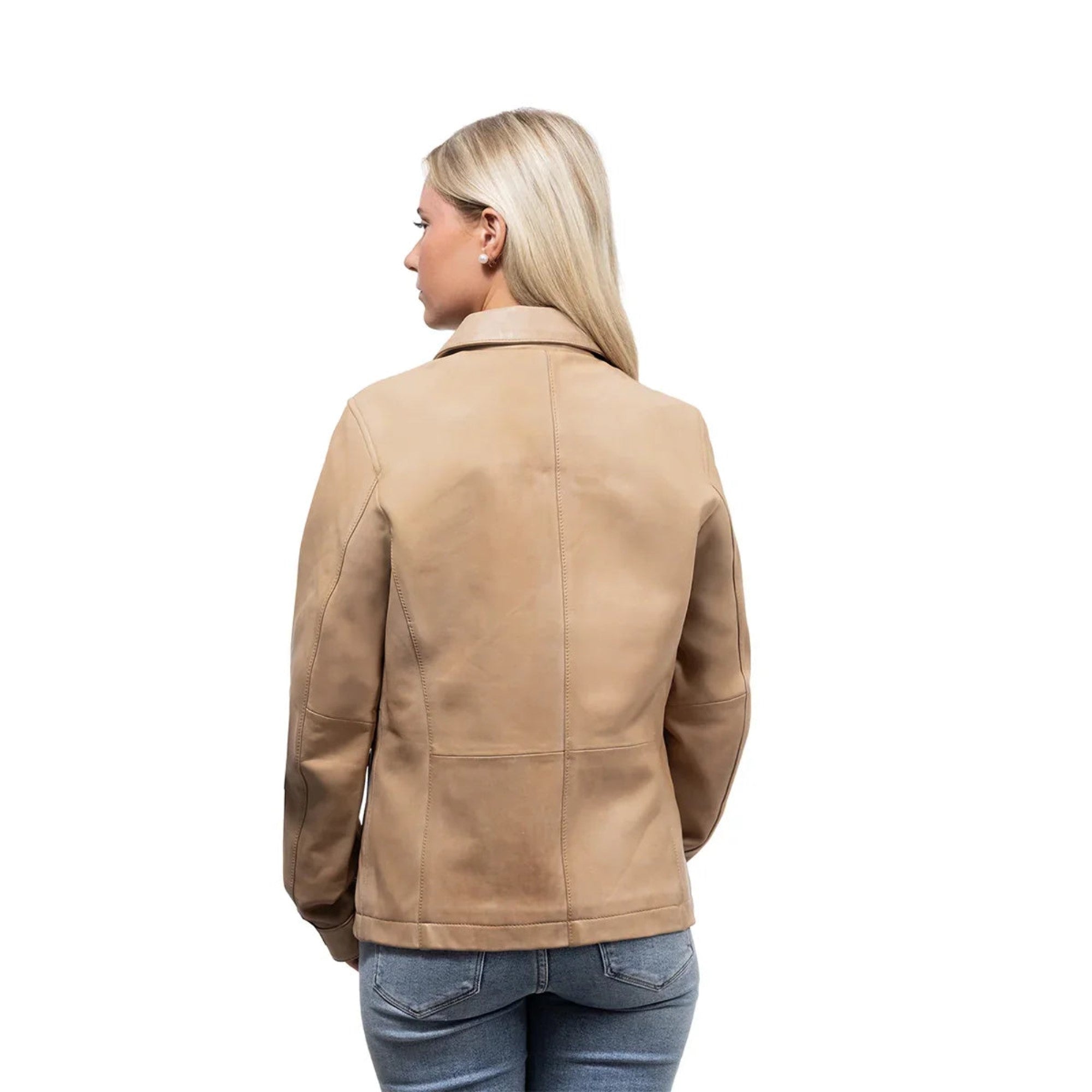 Yolanda Women's Casual Center Zipper Leather Jacket