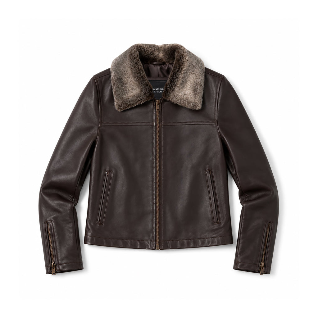 Sadie Women's Bomber Style Leather Jacket