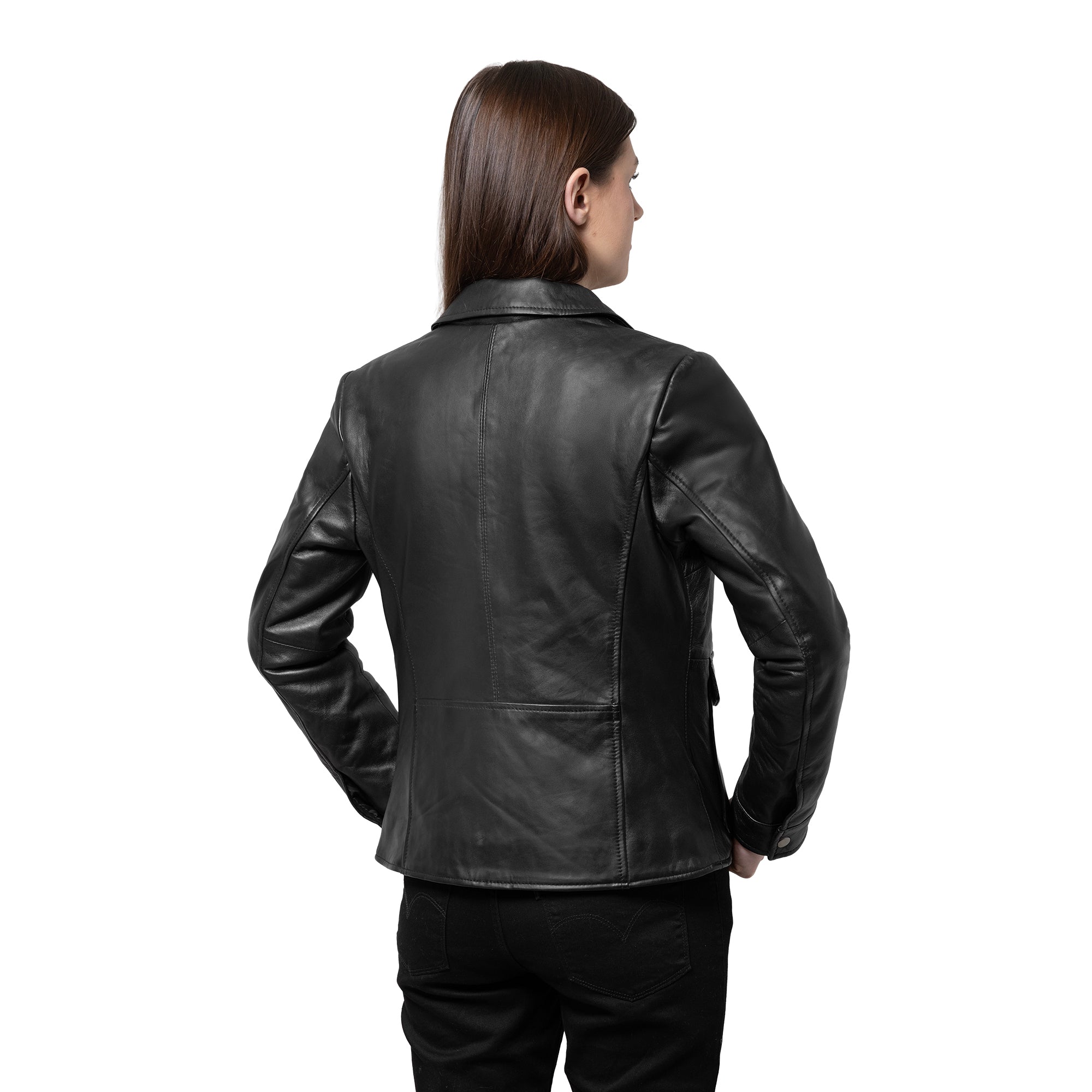 Darlene Women's Casual Cover Snap Leather Jacket
