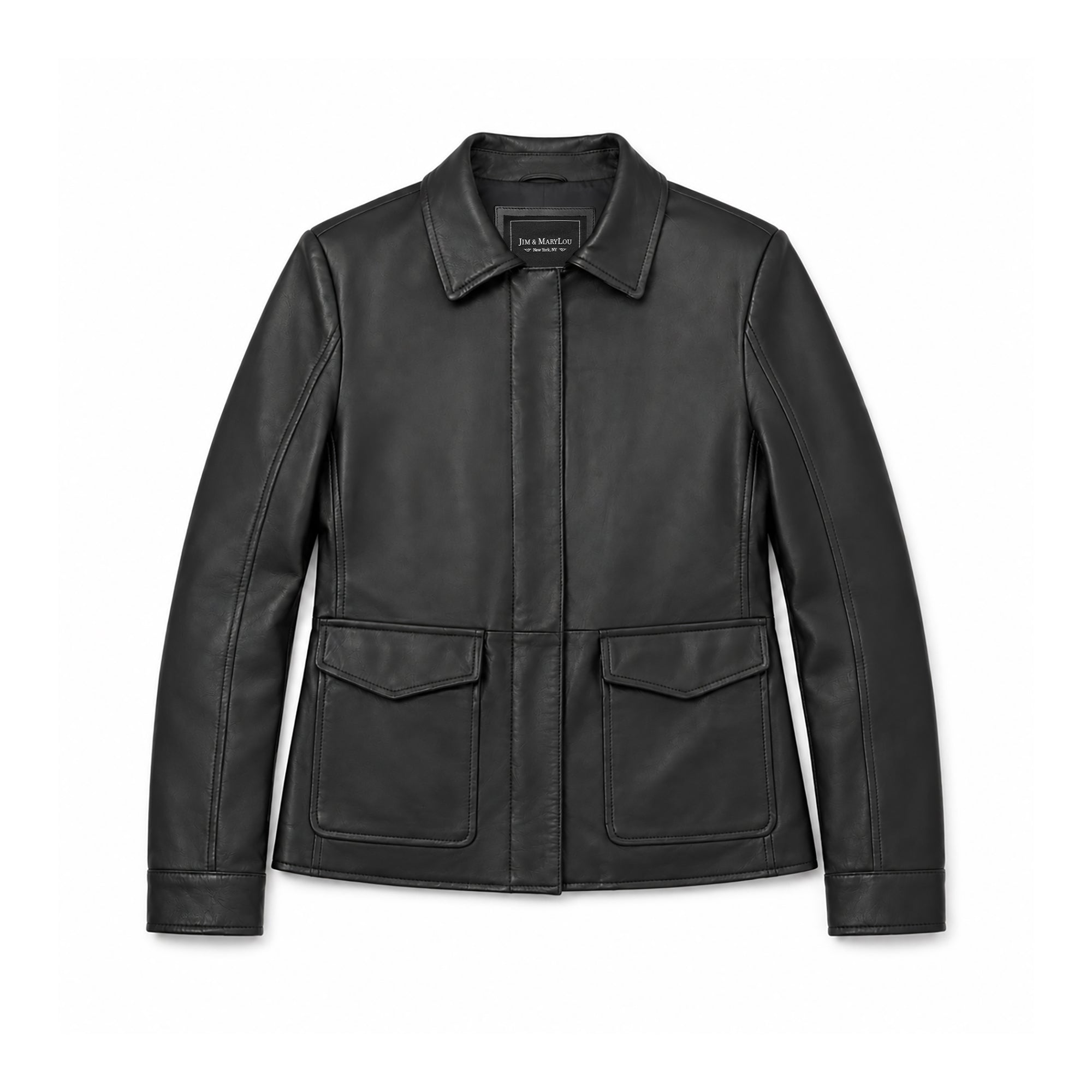 Darlene Women's Casual Cover Snap Leather Jacket