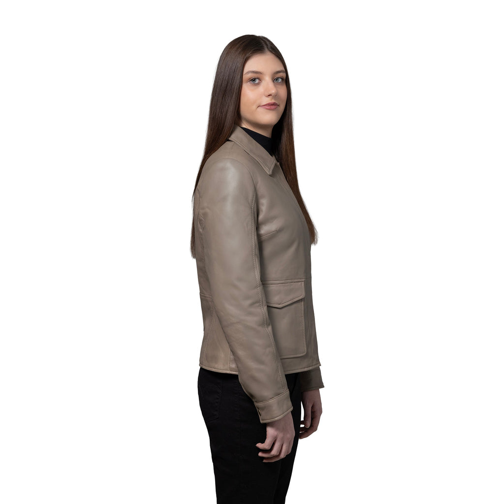 Darlene Women's Casual Cover Snap Leather Jacket