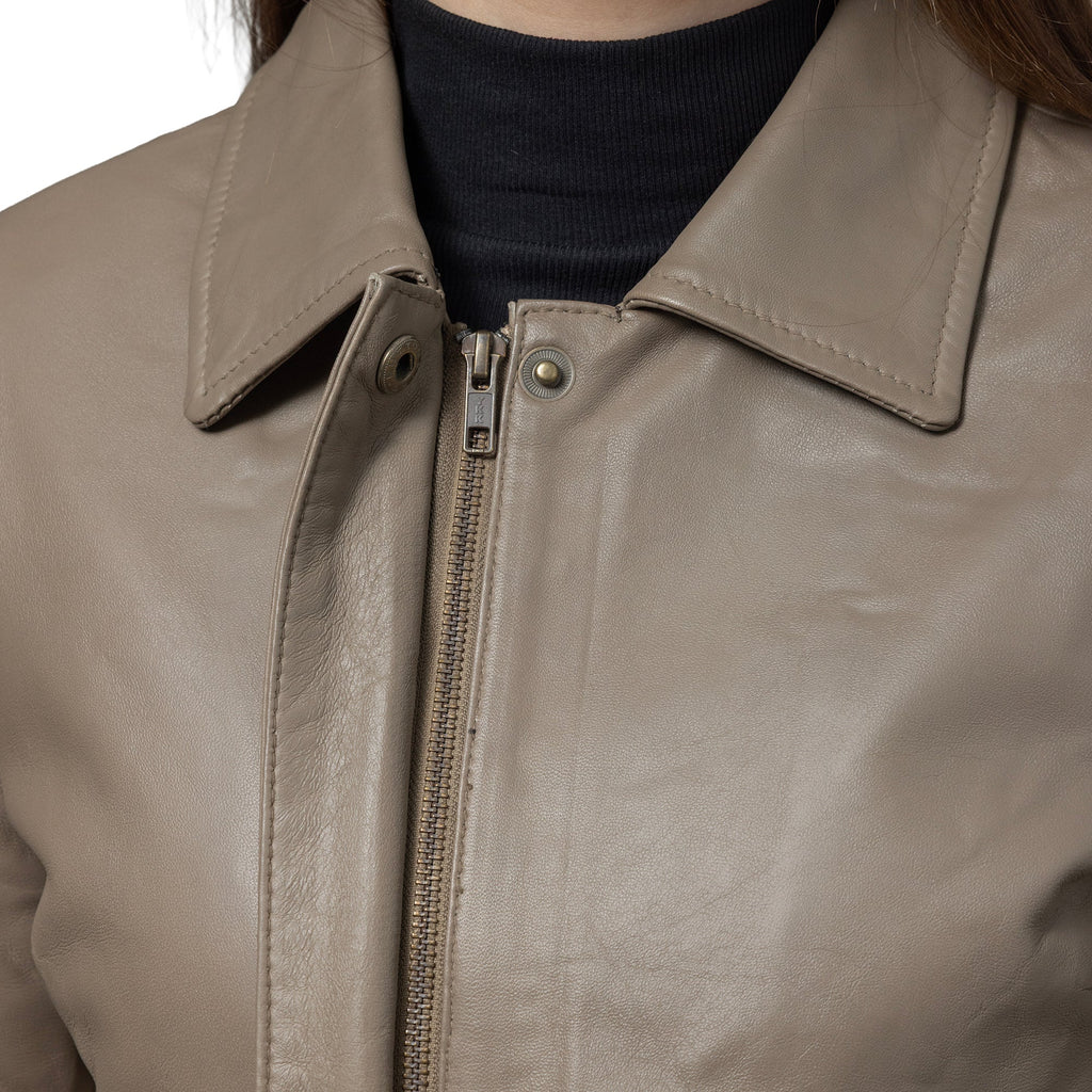 Darlene Women's Casual Cover Snap Leather Jacket