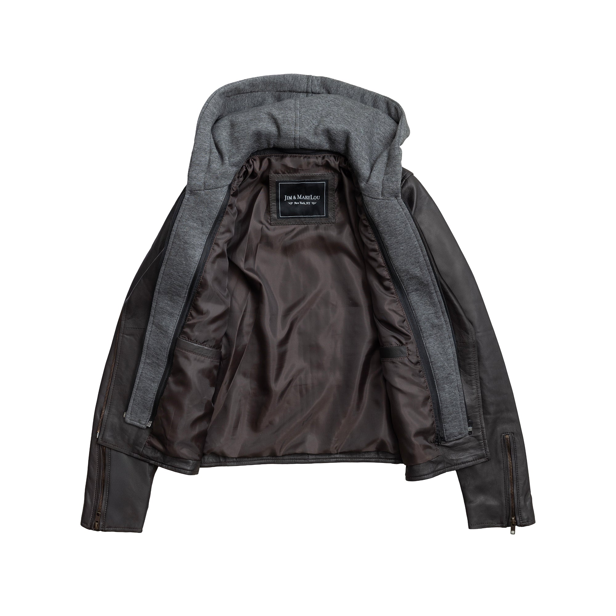 Camilla Women's Asymmetric Zipper Leather Jacket with Hoodie