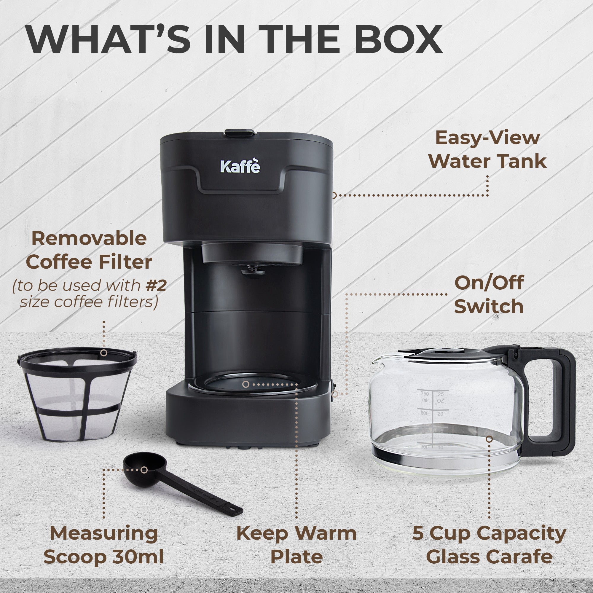 Coffee Maker (5-Cup) w/ Scoop, KFCM01