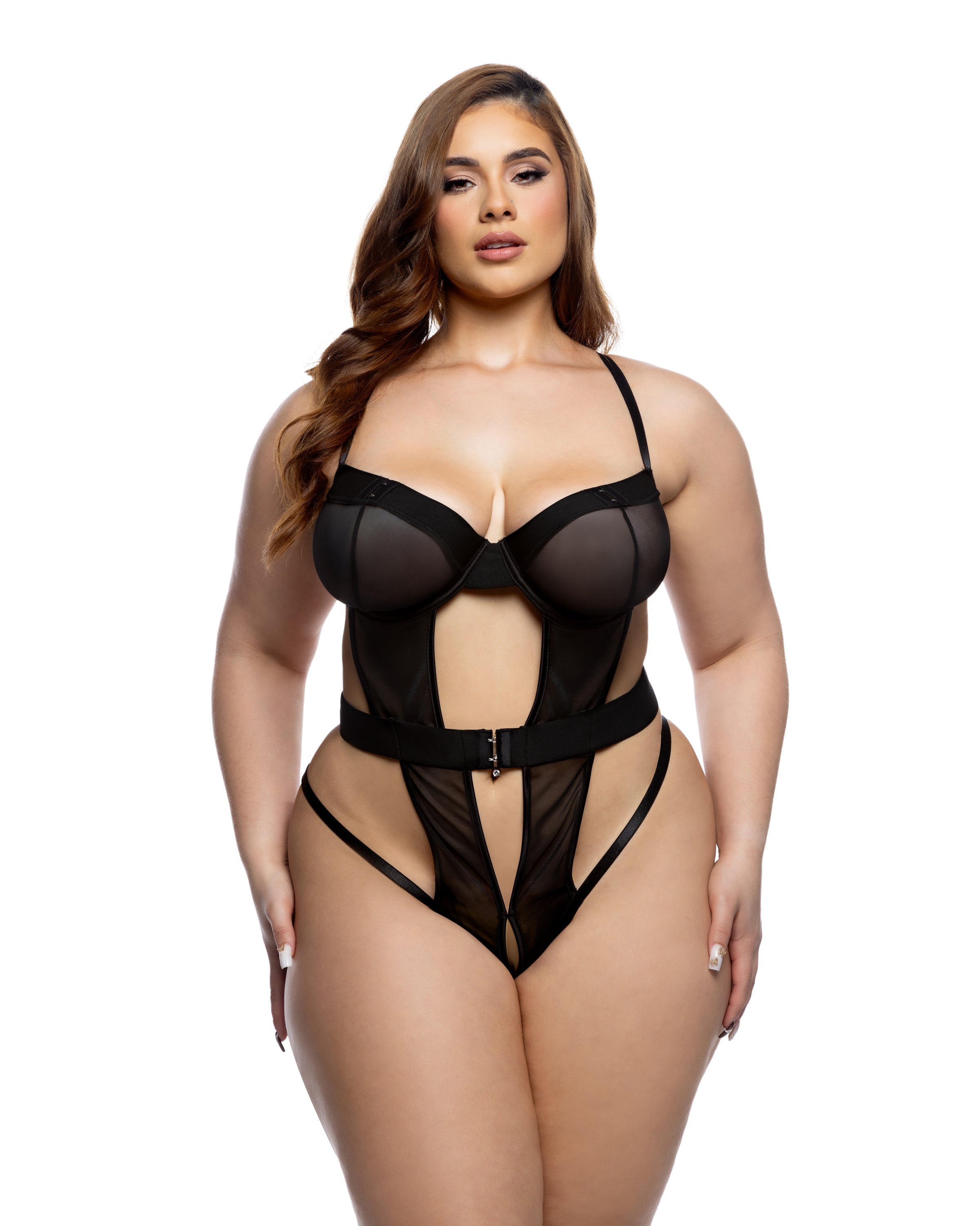 Millenium Teddy Mesh Elastic Balconette Crotchless Lingerie