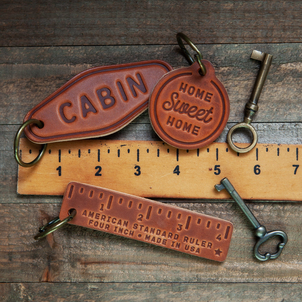 Texas State Silhouette Leather Keychain Motel Style