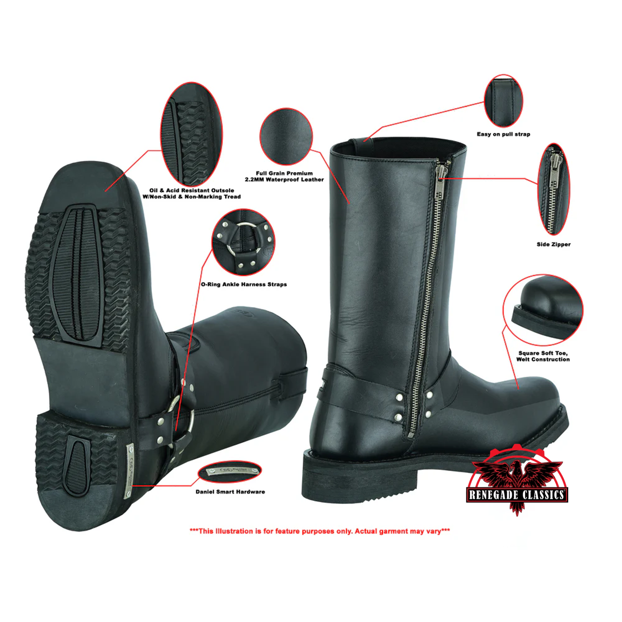 Men's Waterproof Harness Boots