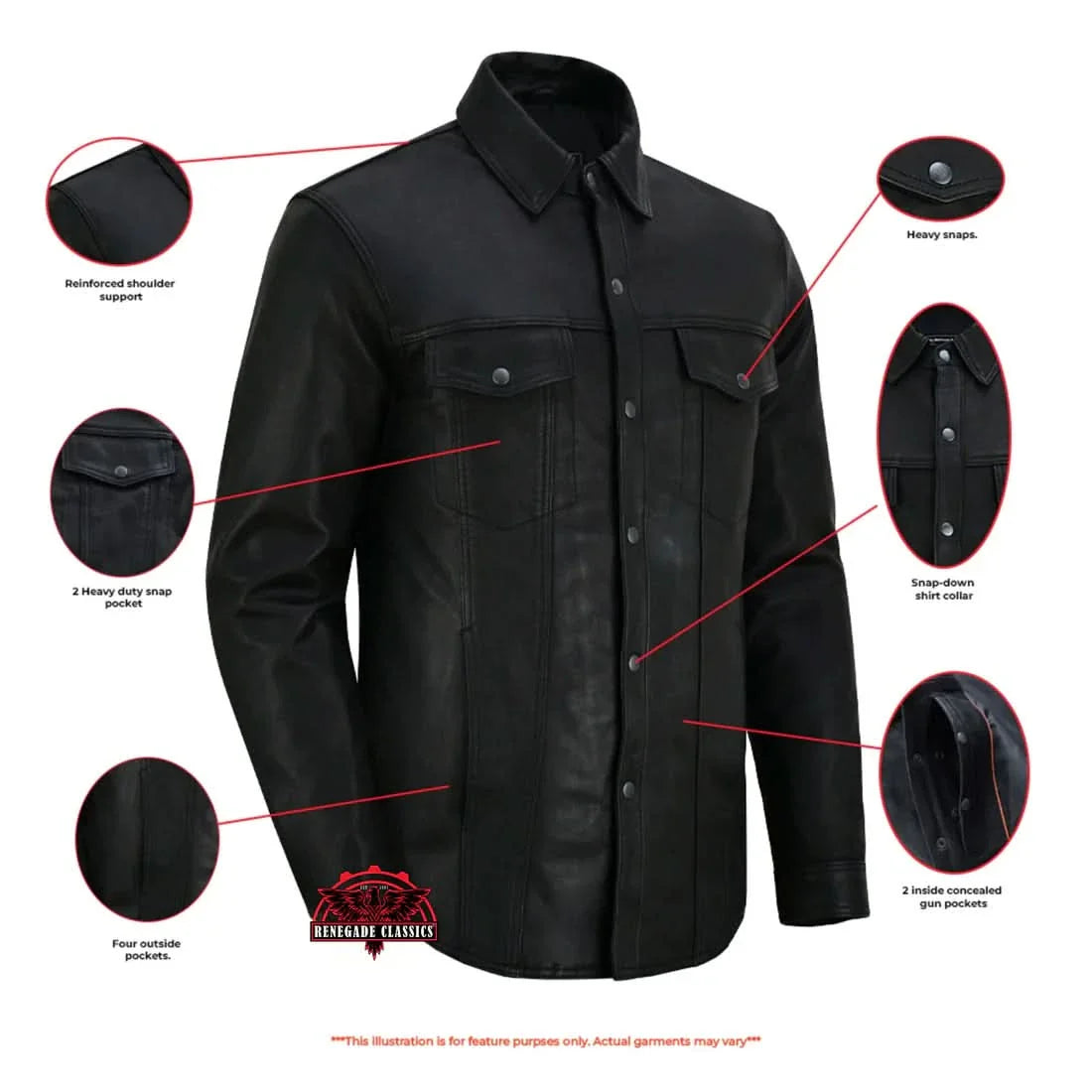 Men's Premium Lightweight Black Leather Shirt