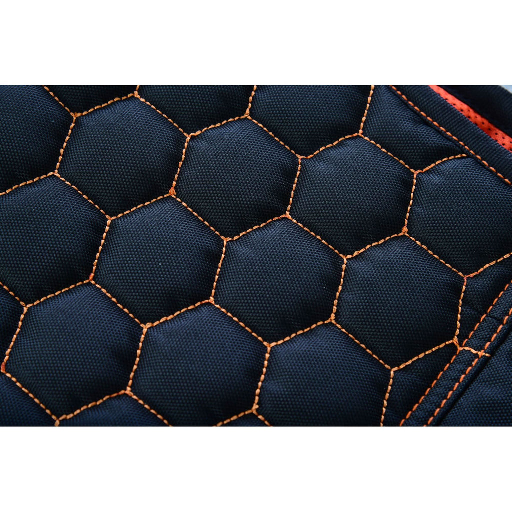 Night Tiger Men's Black Mesh Textile Vest with Orange Diamond Stitch