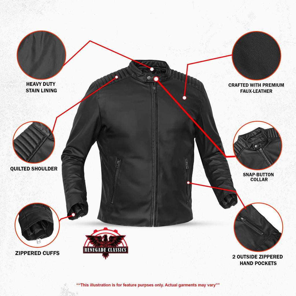 Rivet Soul Men’s Faux Leather Motorcycle Jacket