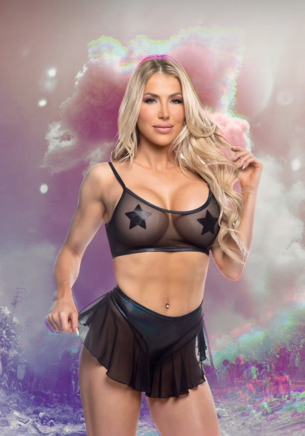 Mesh/Fishnet Flutter Short