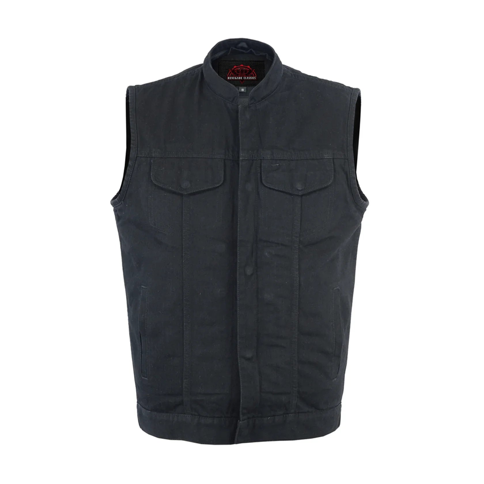 Men's Black Denim Single Back Panel Concealment Vest w/Rem