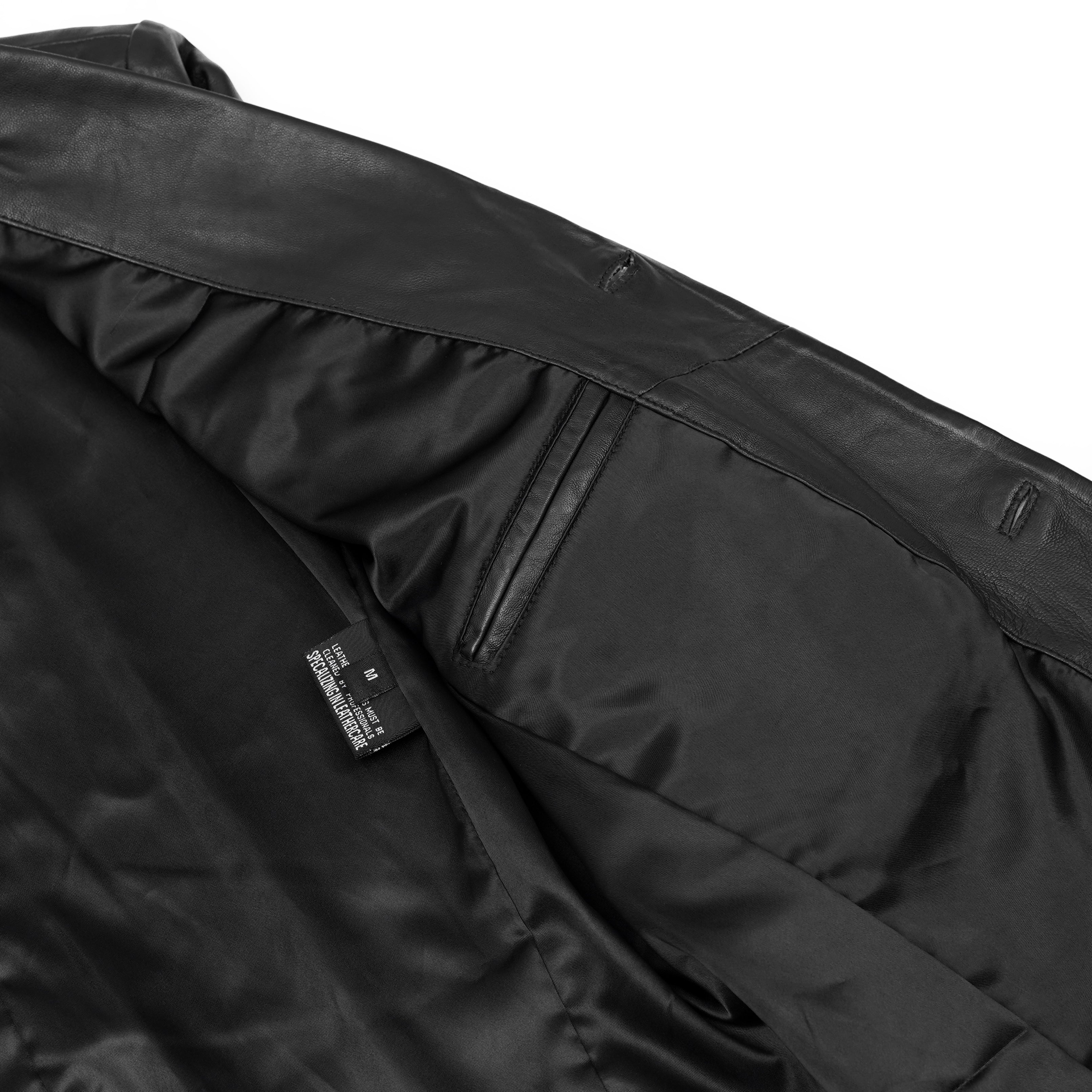 Retro Trim Men's Black Sheep Skin Leather Blazer