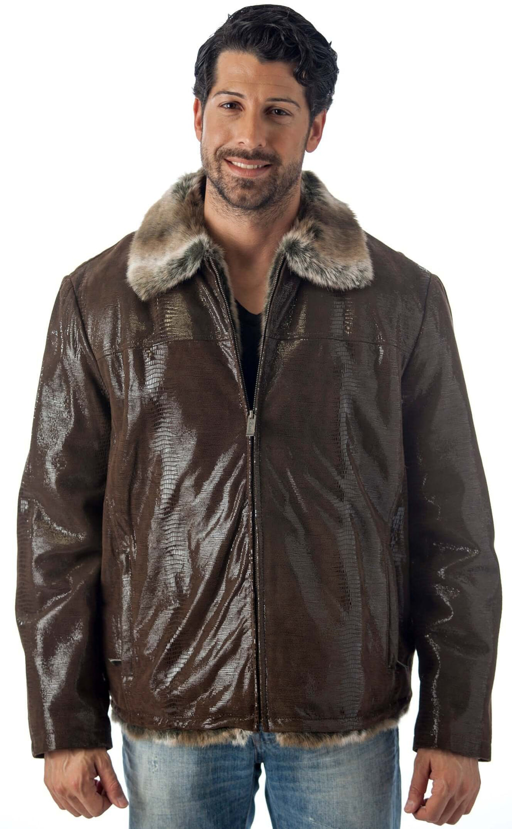 REED Men's Sheep Skin Leather Jacket Shearling Style - Imported