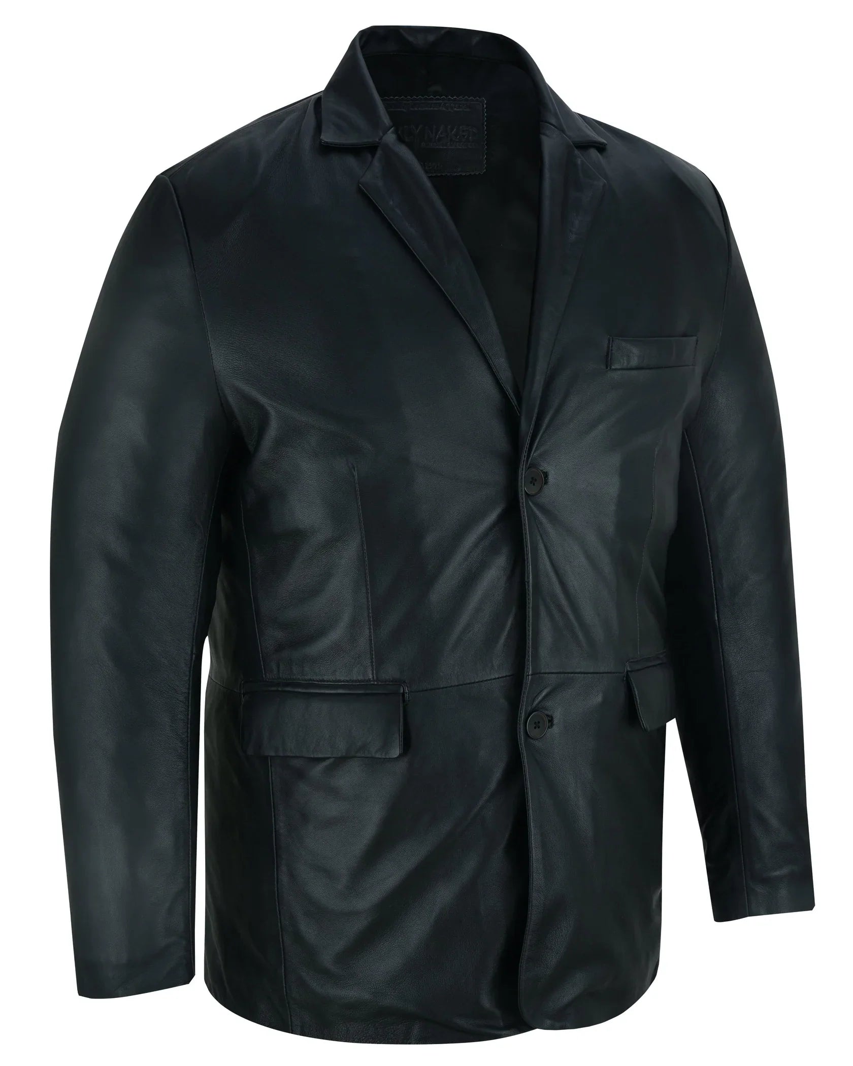 Retro Trim Men's Black Sheep Skin Leather Blazer