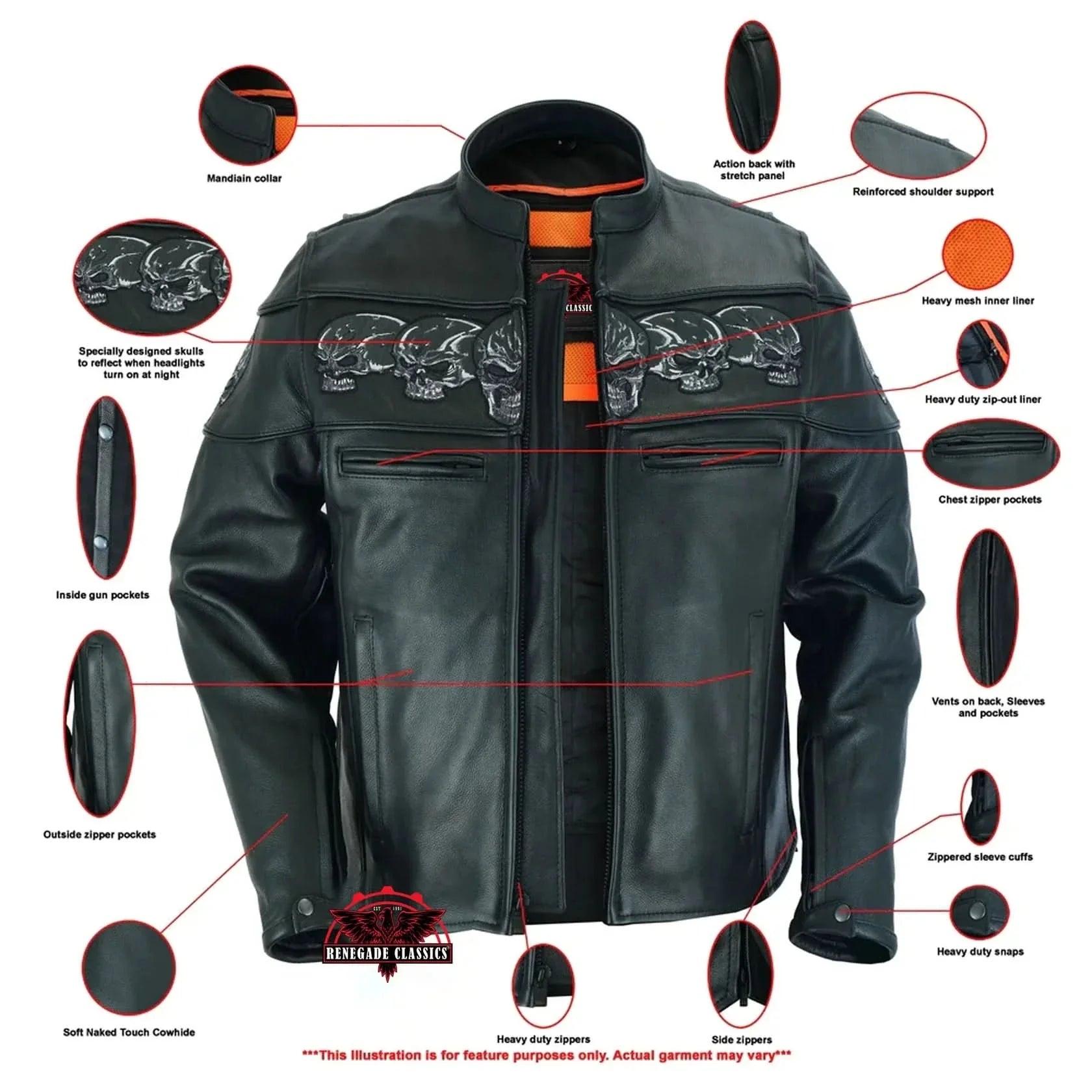 Men's Black Reflective Skulls Scooter Jacket