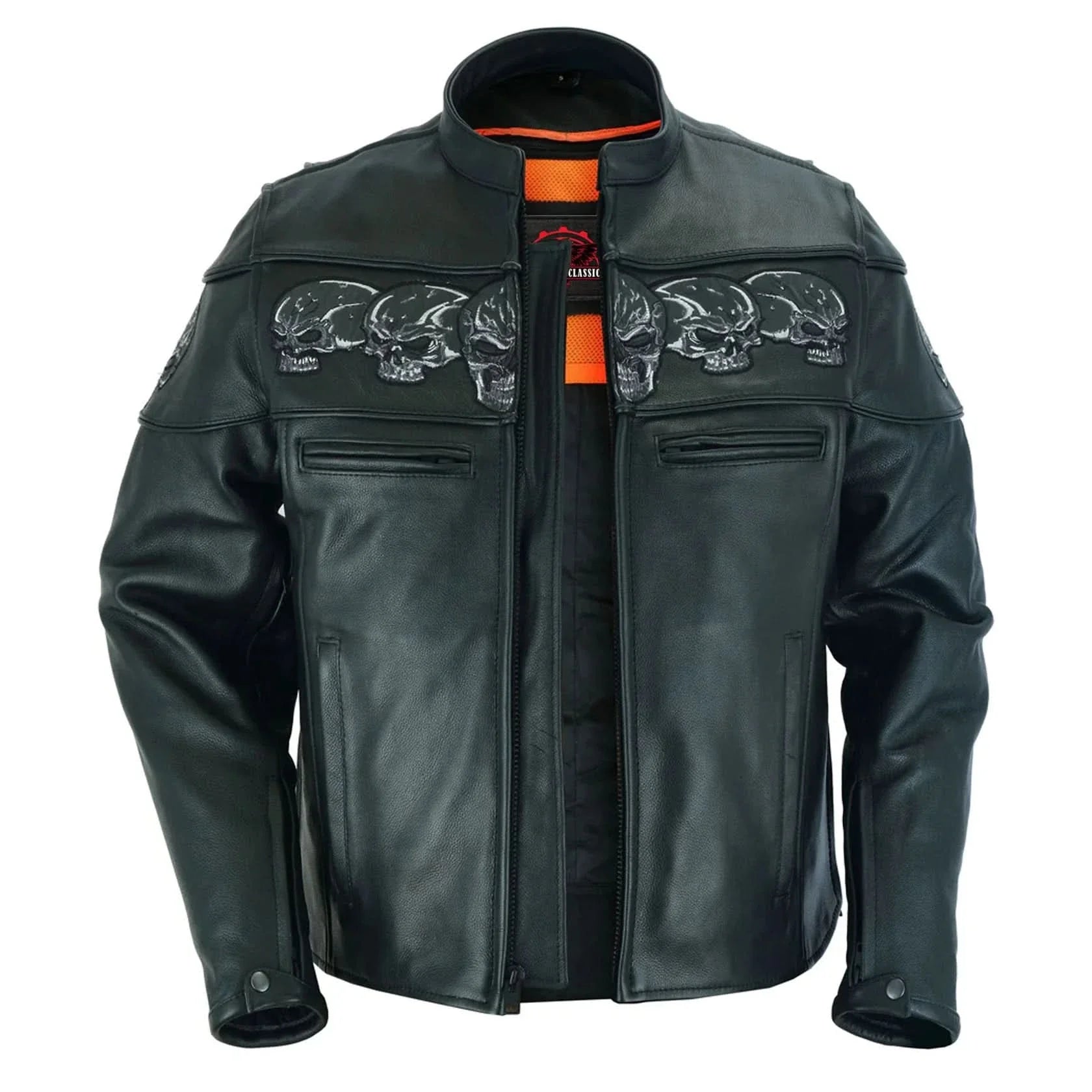 Men's Black Reflective Skulls Scooter Jacket