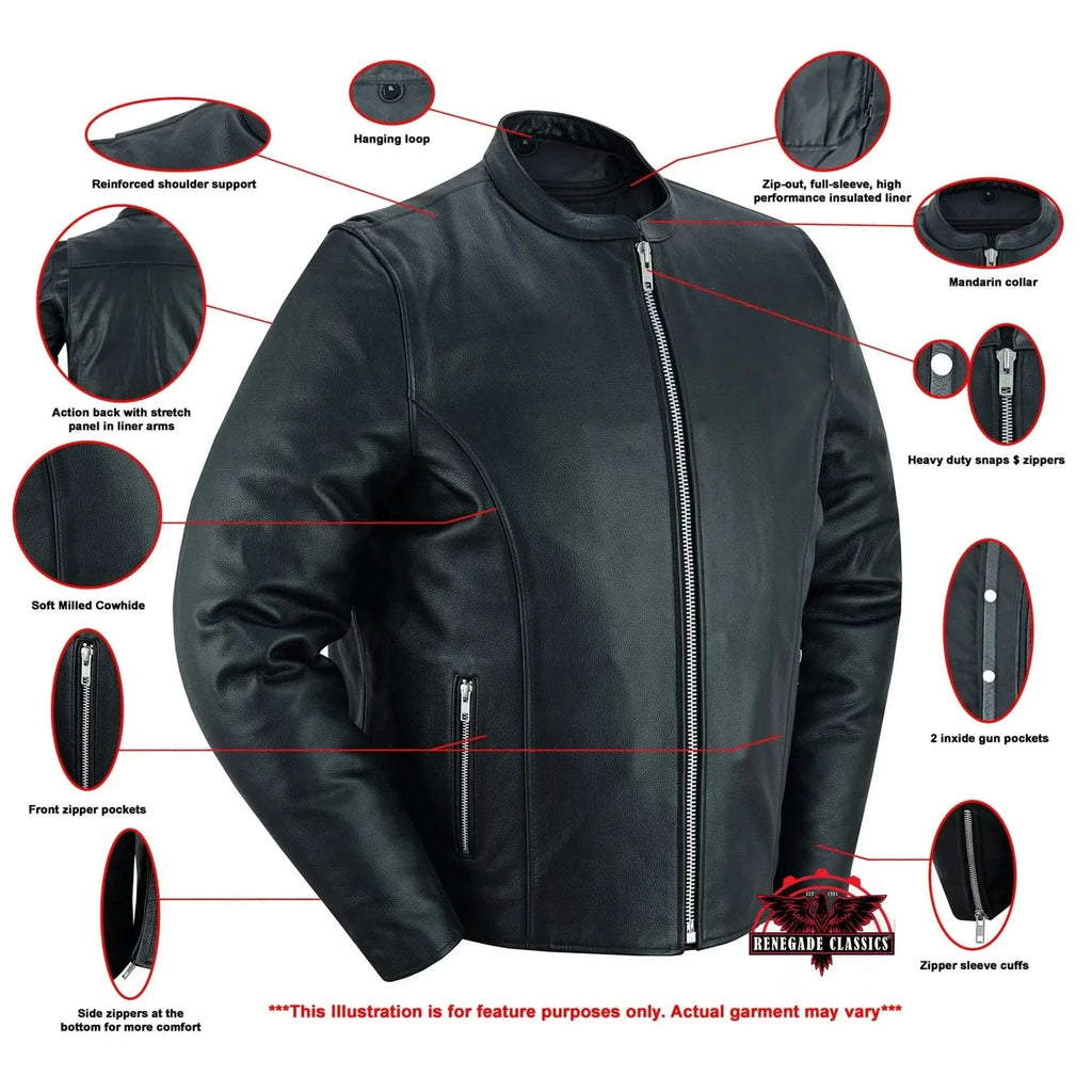 Men's Classic Black Scooter Leather Jacket