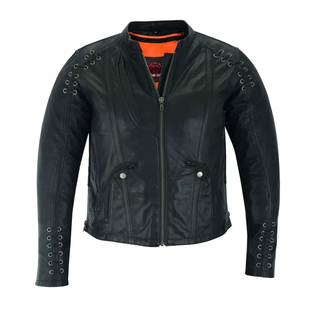 Women's Stylish Jacket with Grommet and Lacing Accents