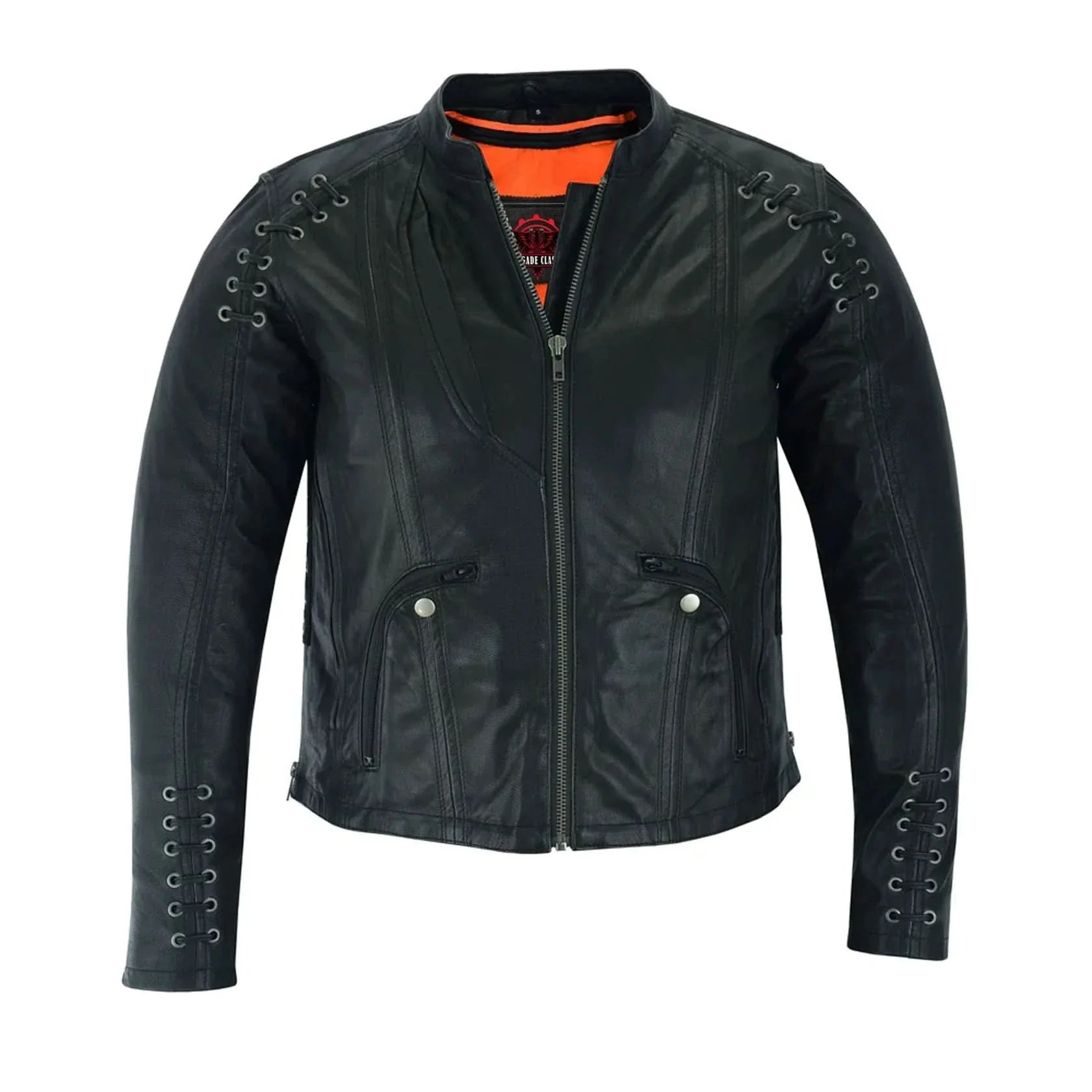 Women's Stylish Jacket with Grommet and Lacing Accents