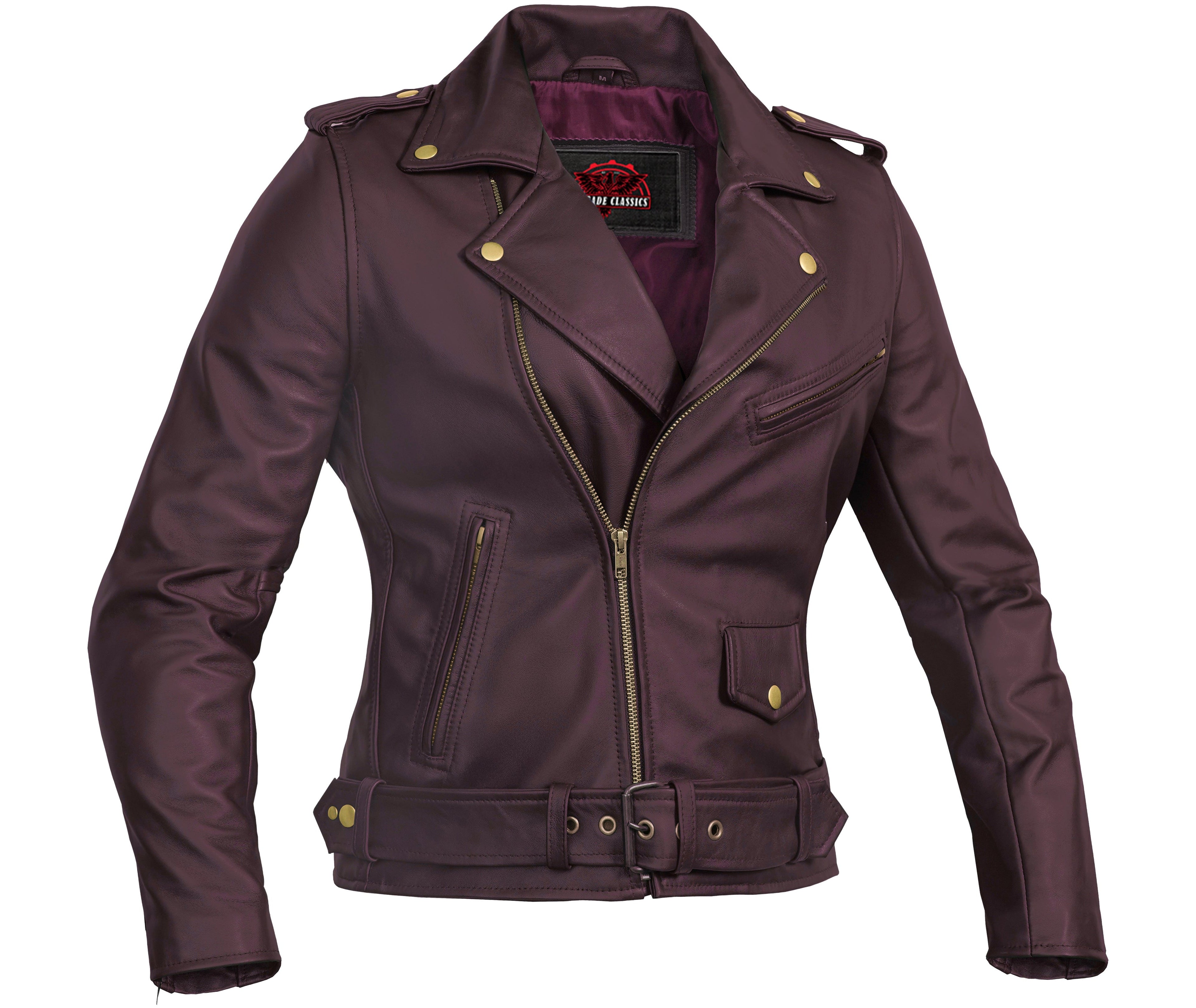 Rose Glow Women's Oxblood Fashion Leather Jacket