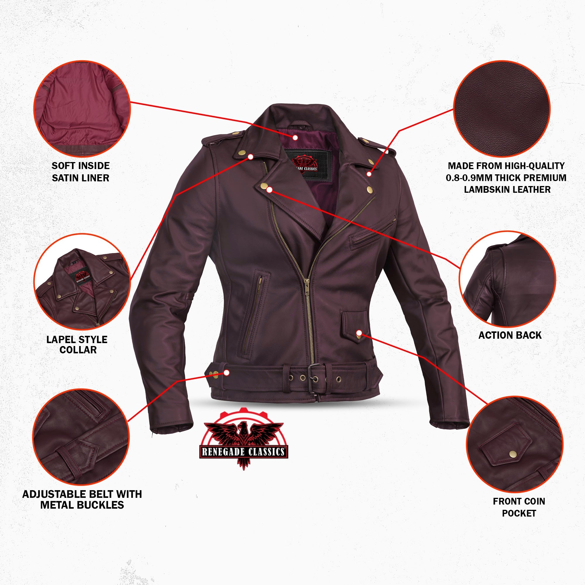 Rose Glow Women's Oxblood Fashion Leather Jacket