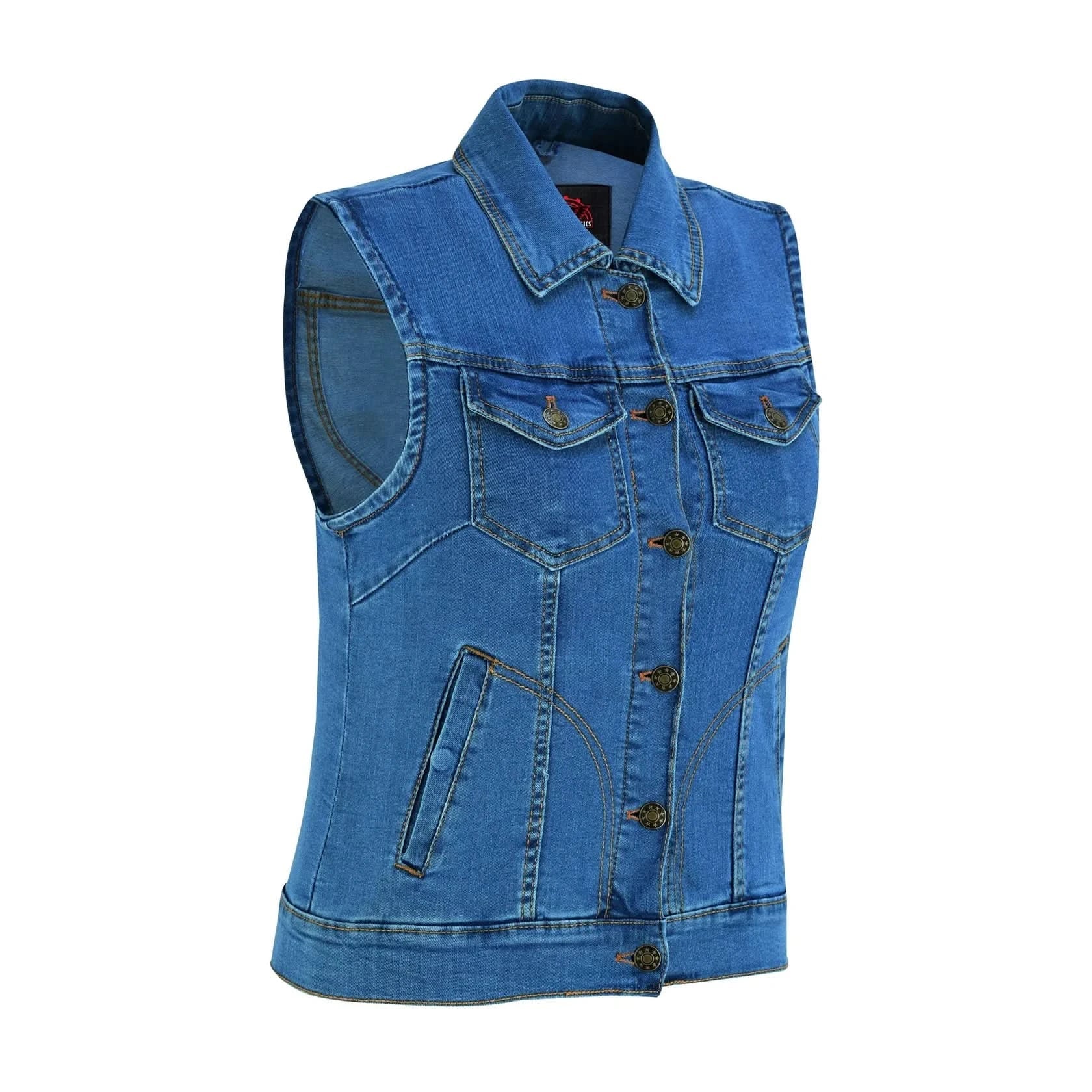 Women's Blue Denim Snap Front Vest