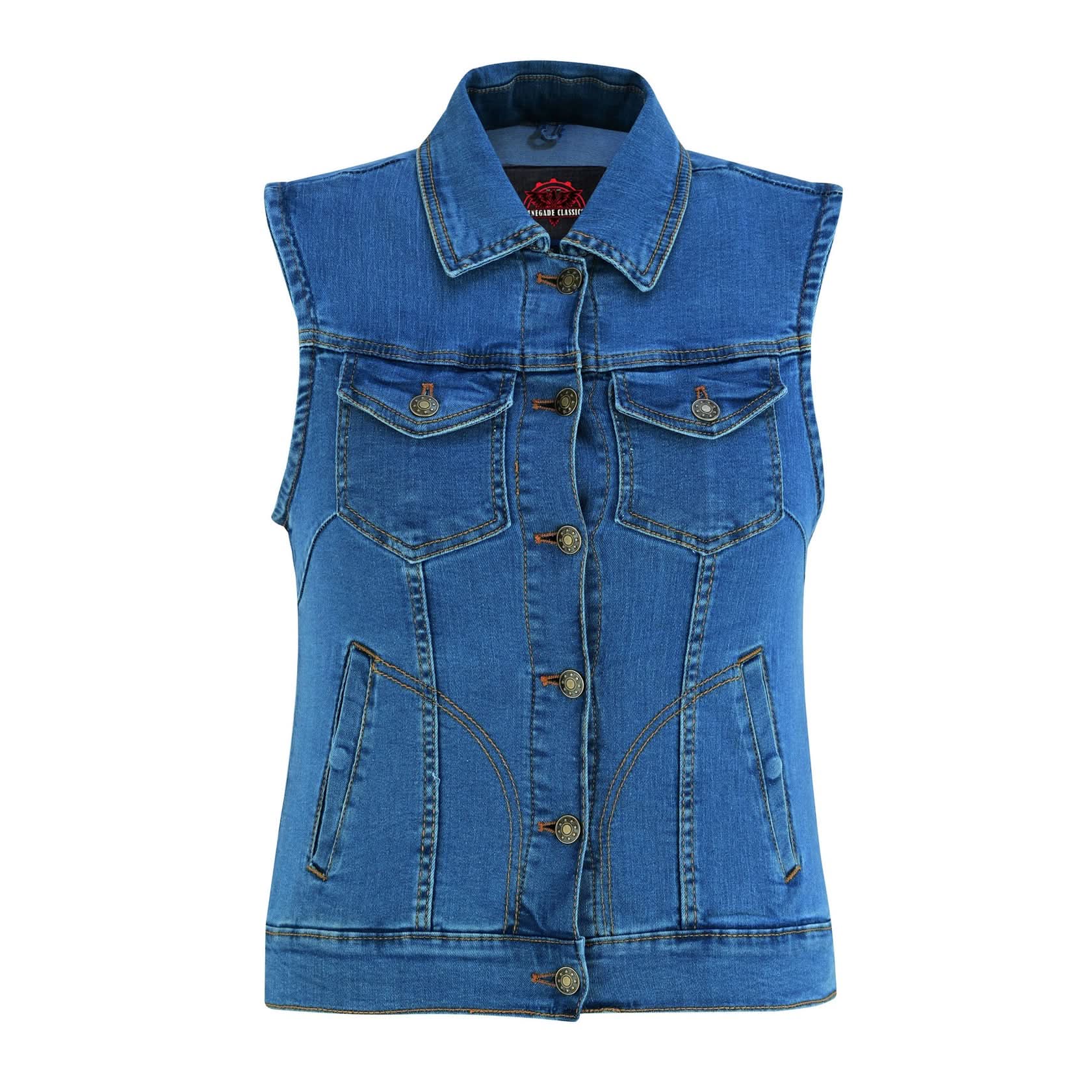 Women's Blue Denim Snap Front Vest