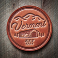 Vermont Covered Bridge Leather Coaster