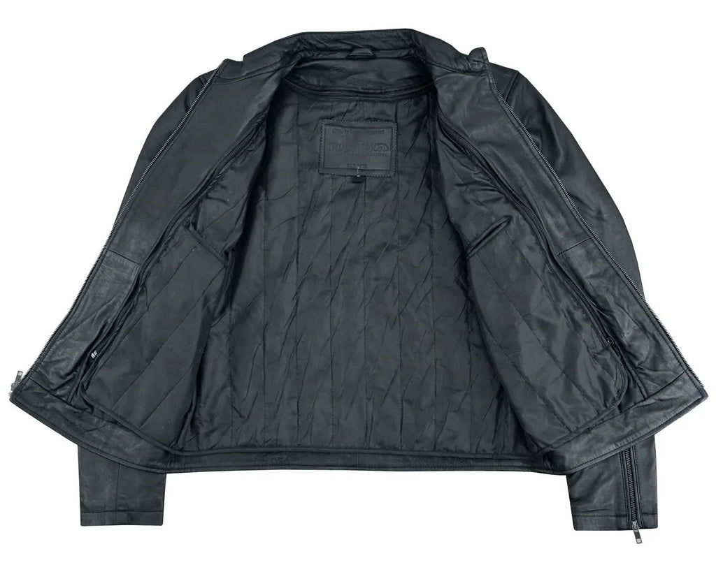 Wanton Men's Fashion Lambskin Leather Jacket –Black