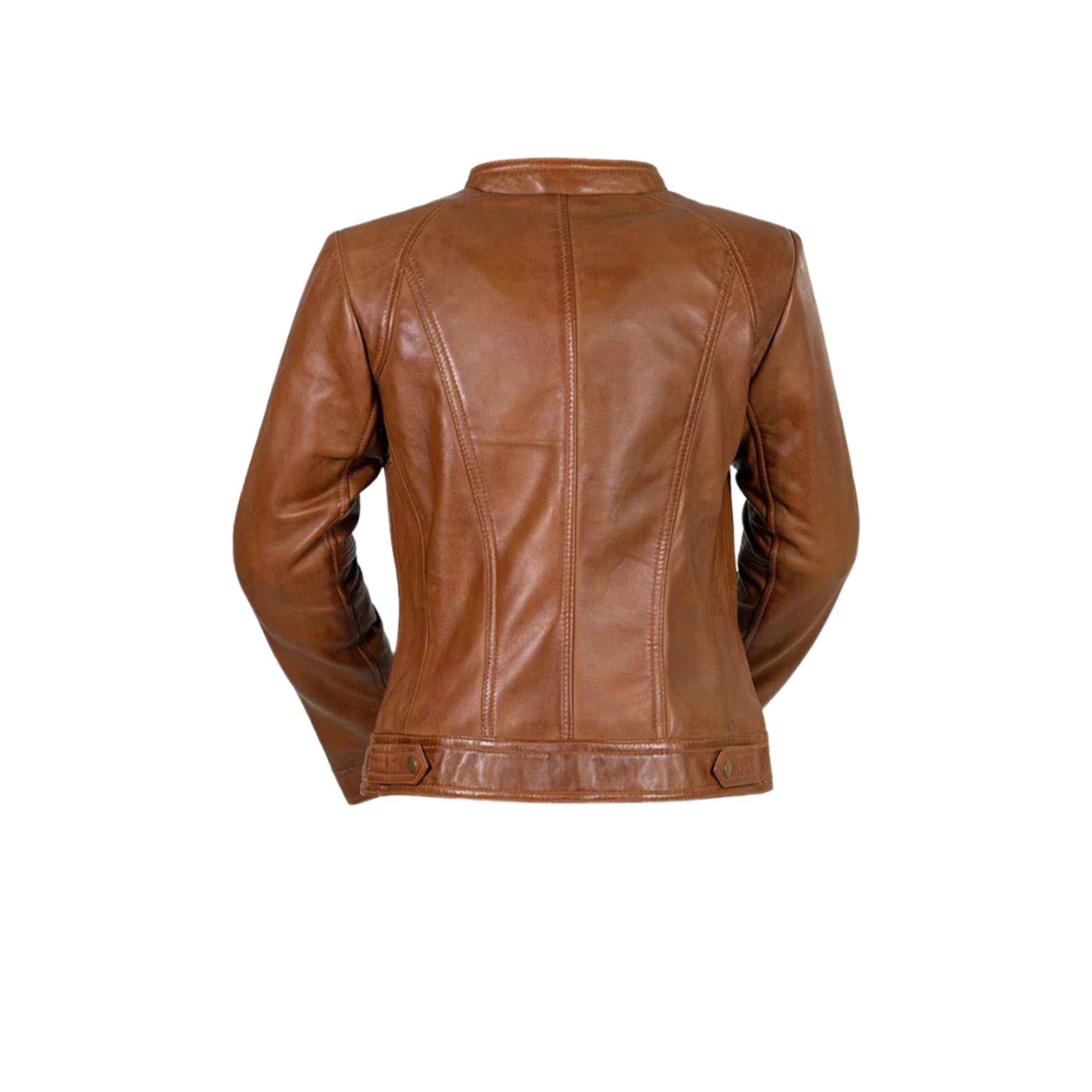Sara Women's Single Snap Collar Leather Jacket