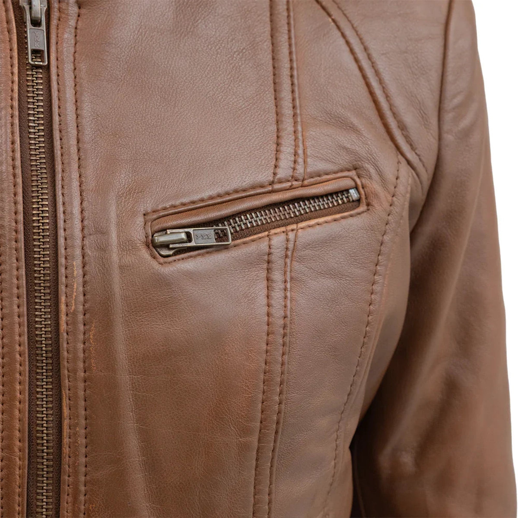Sara Women's Single Snap Collar Leather Jacket