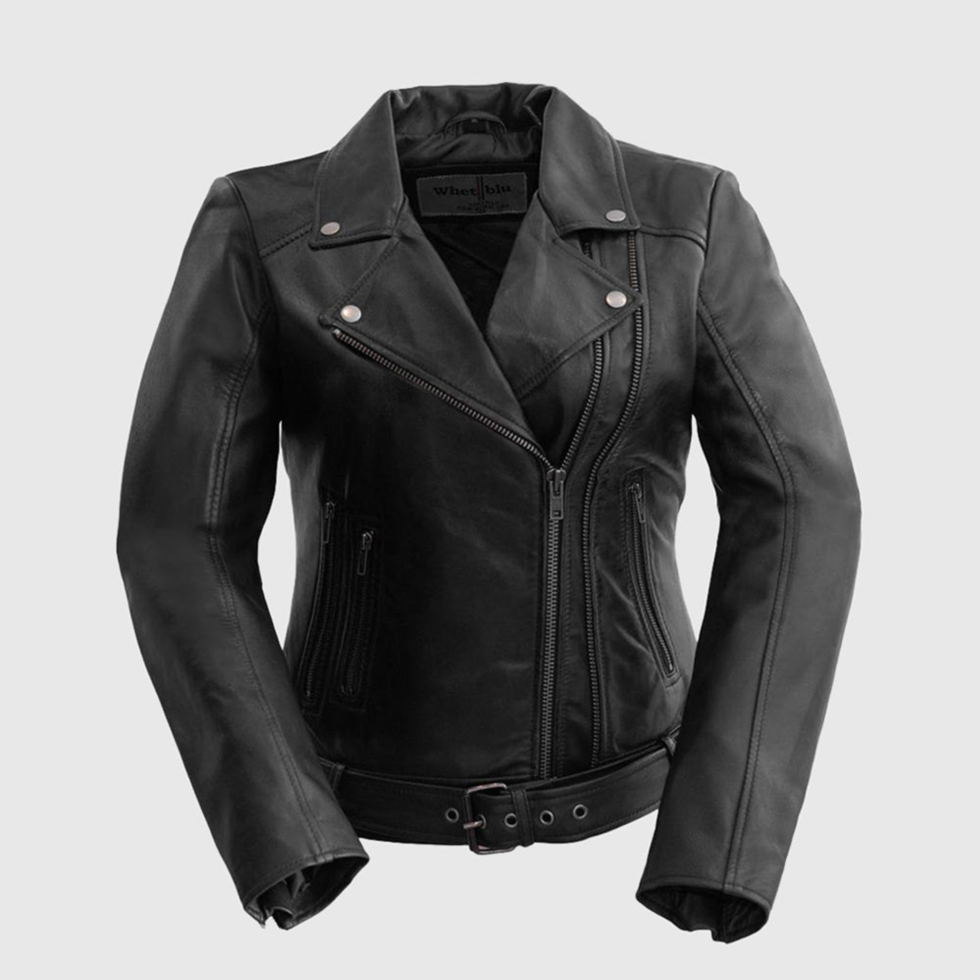 Adeline Women's Double Asymmetrical Zipper Leather Jacket
