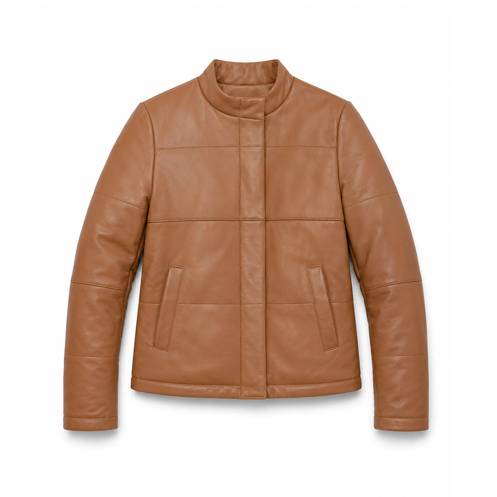 Melysa Women's Leather Puffer Jacket
