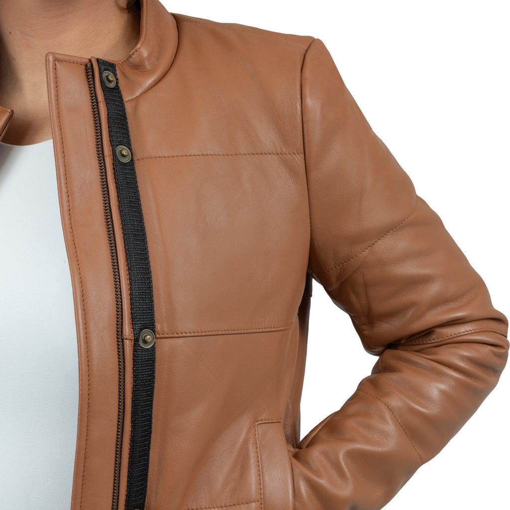 Melysa Women's Leather Puffer Jacket