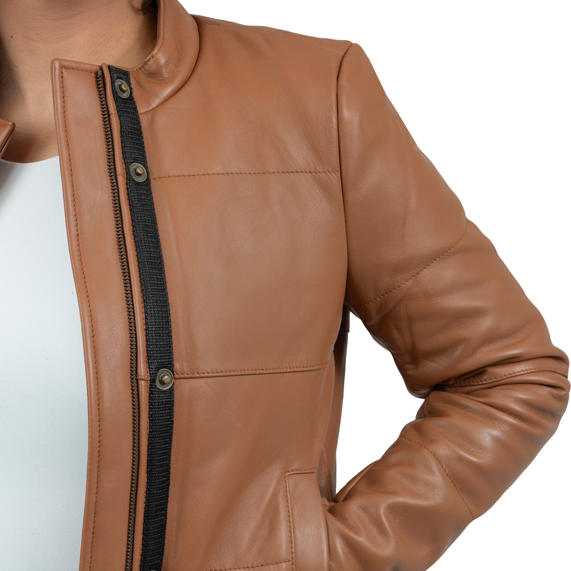 Melysa Women's Leather Puffer Jacket