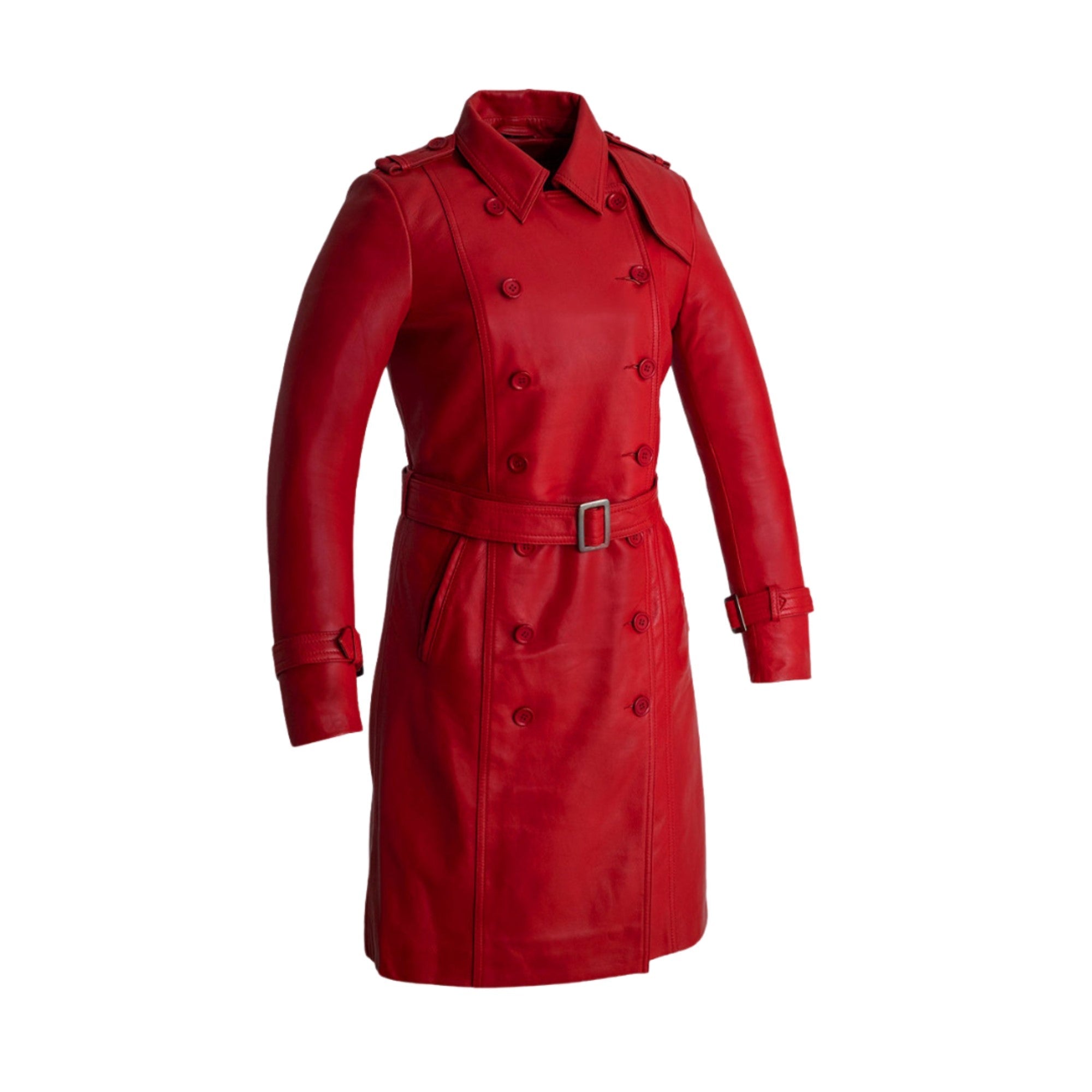 Olivia Women's Double Breasted Leather Coat