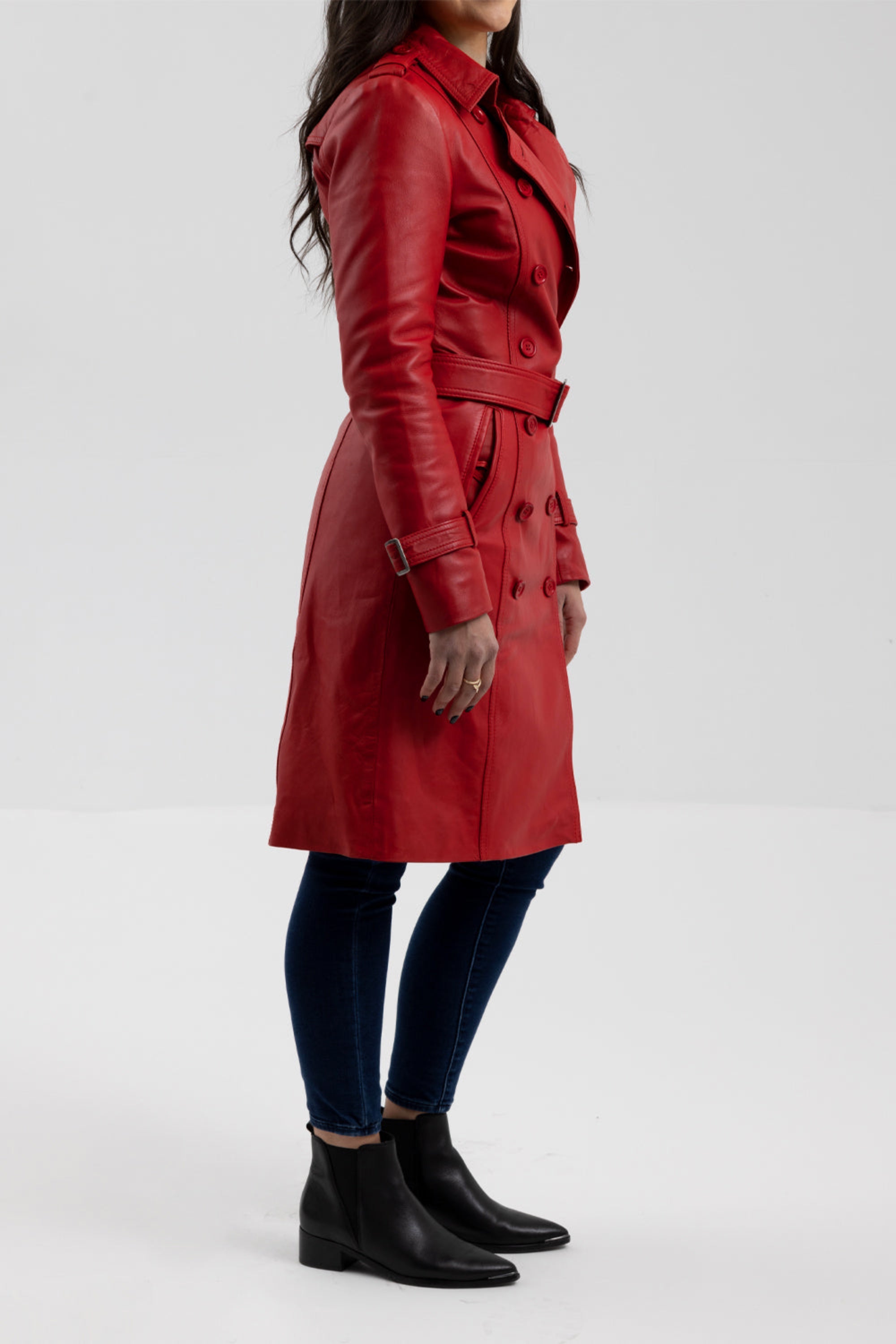 Olivia Women's Double Breasted Leather Coat