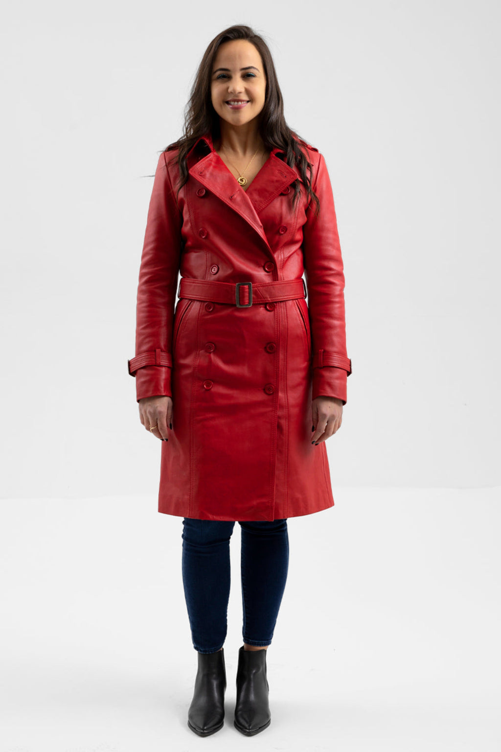 Olivia Women's Double Breasted Leather Coat