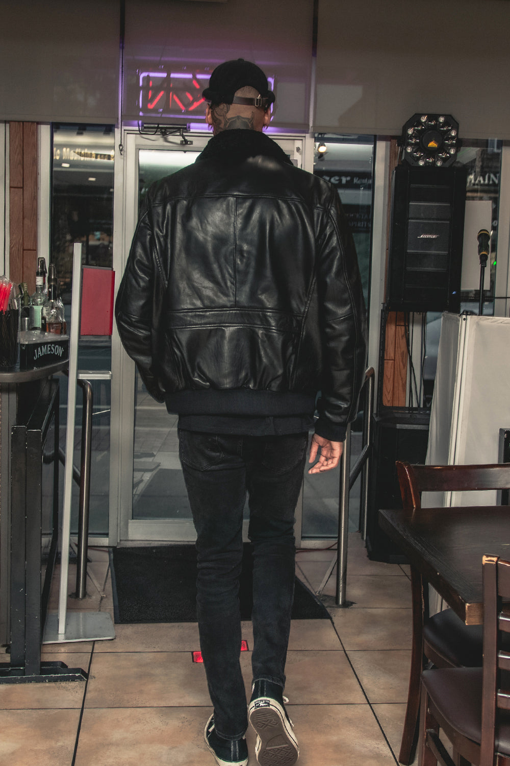 Baron Mens Bomber Leather Jacket
