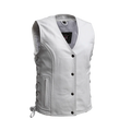 Beryl - Women's Motorcycle Leather Vest - White