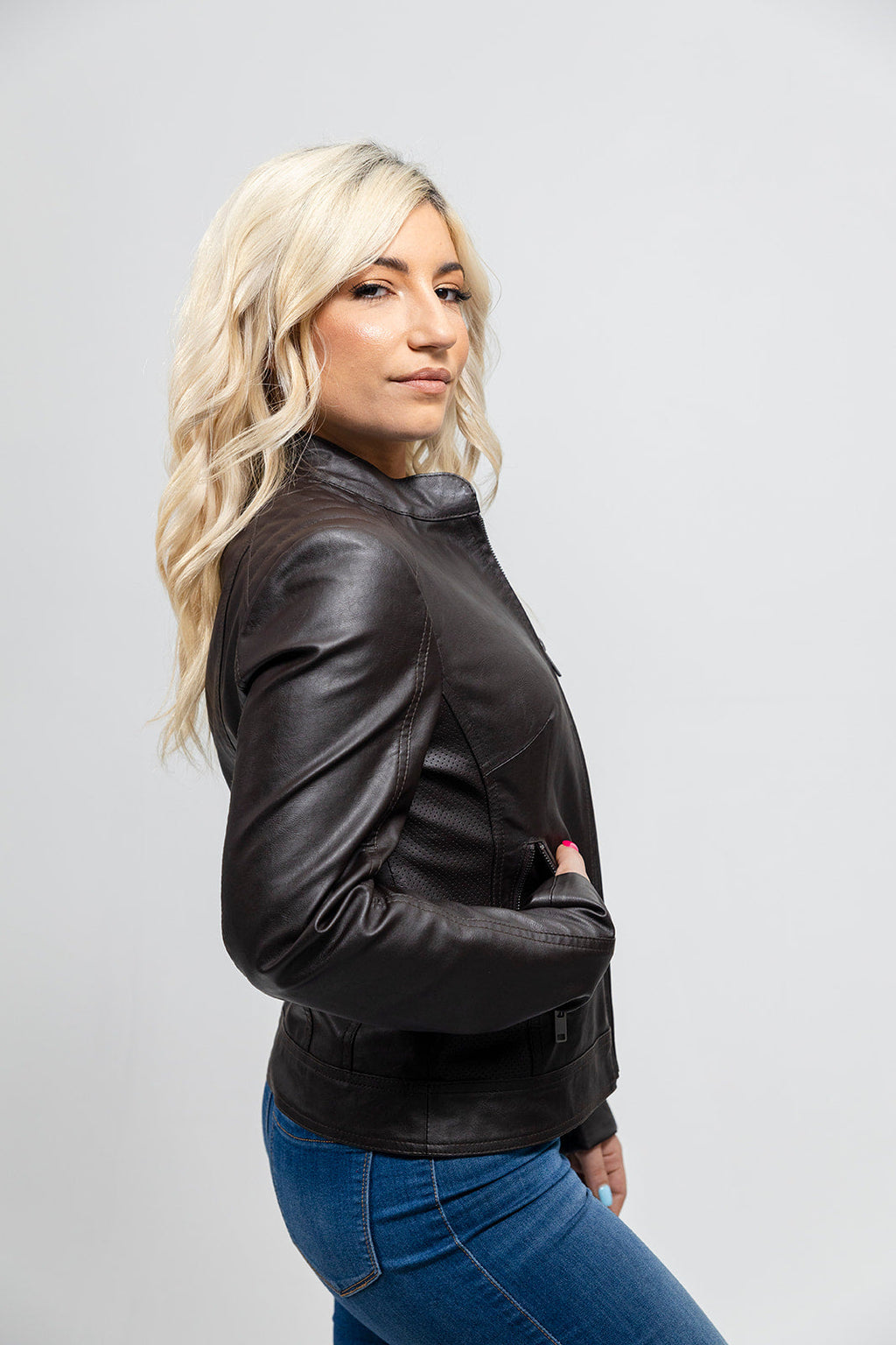 Beverly Women's Vegan Faux Leather/Perforated Jacket