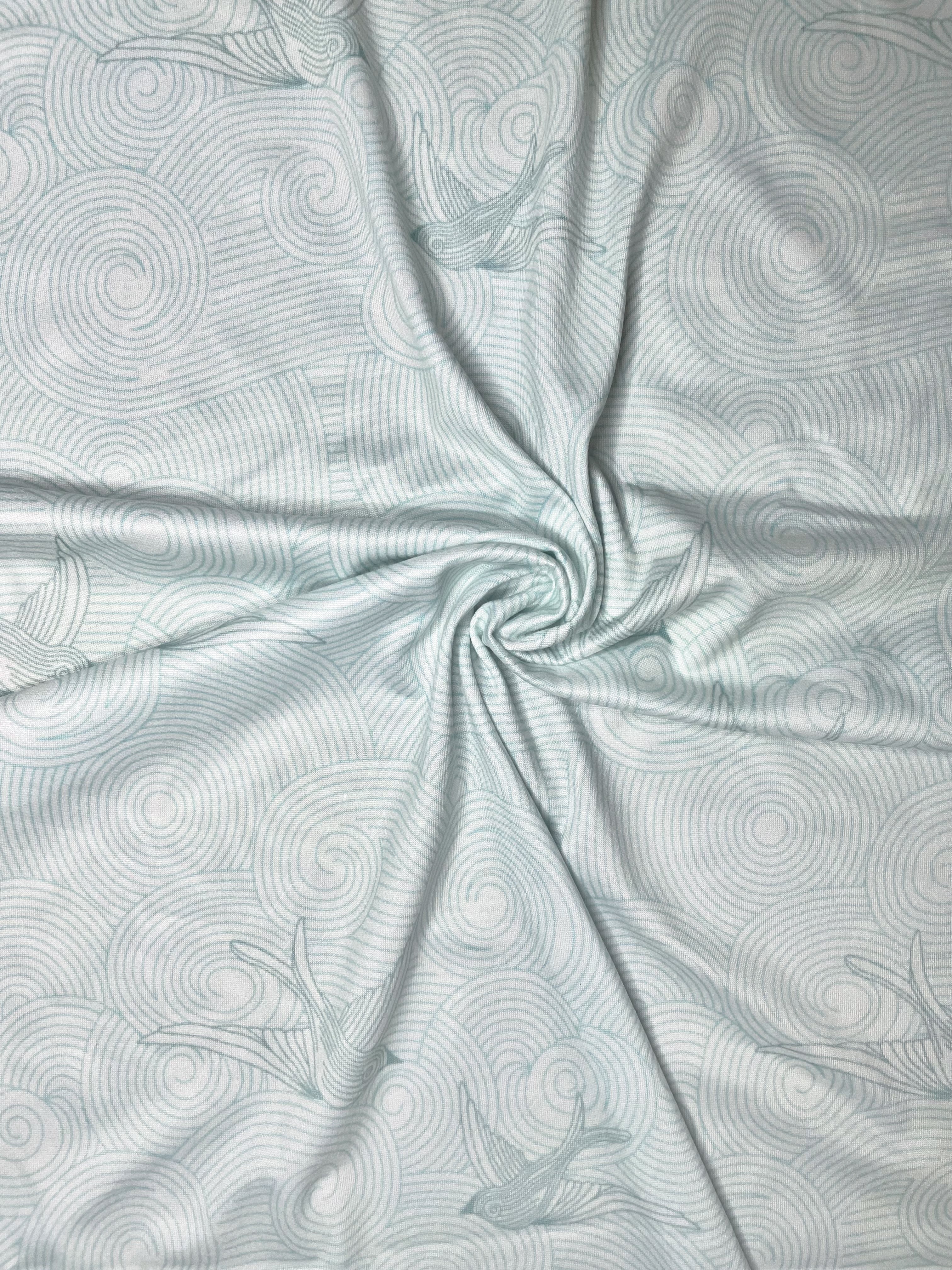 Jersey Knit Polyester Crib Sheet in Tranquil Skies