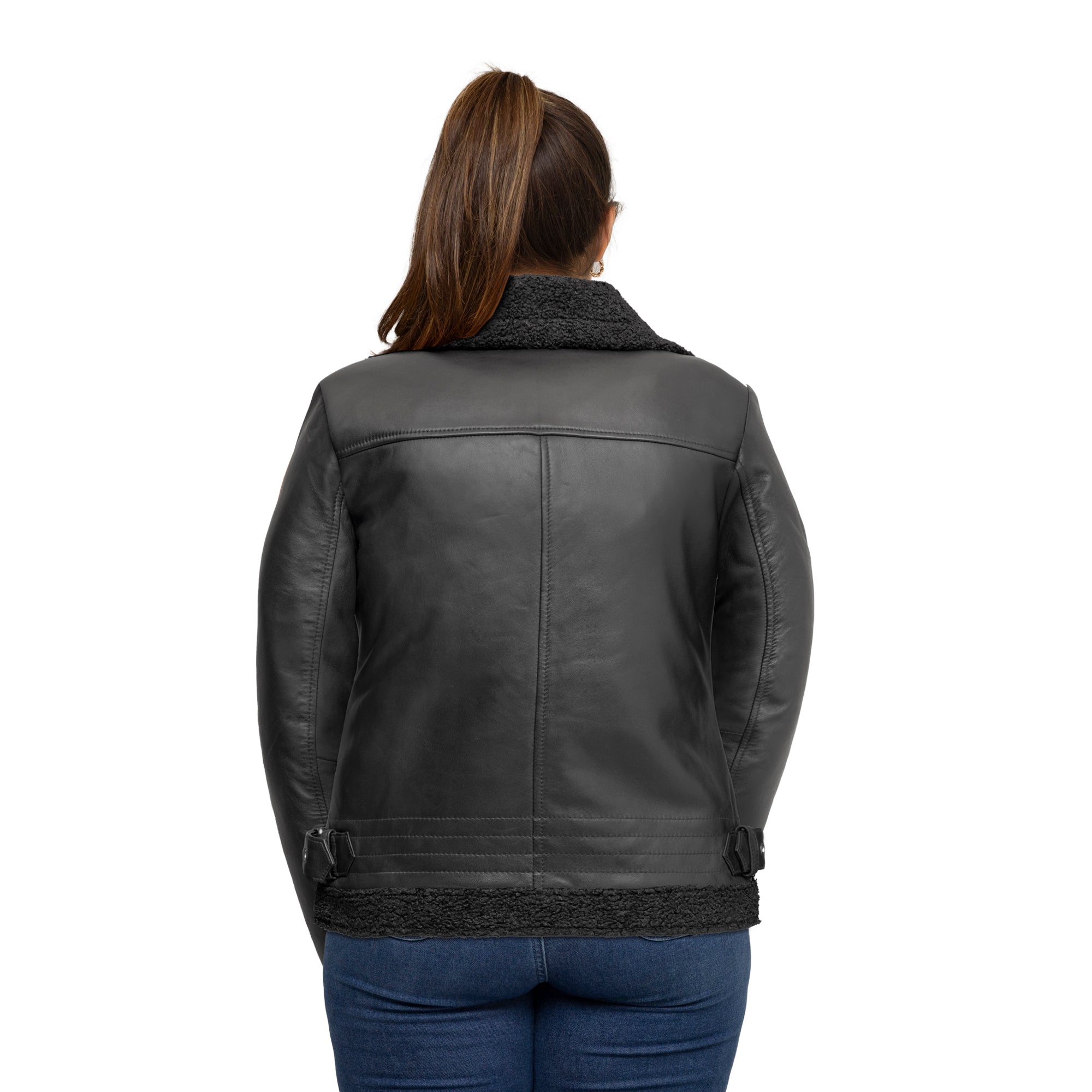 Chelsea Women's Leather Jacket Faux Shearling