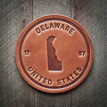 Delaware State Silhouette Leather Coaster