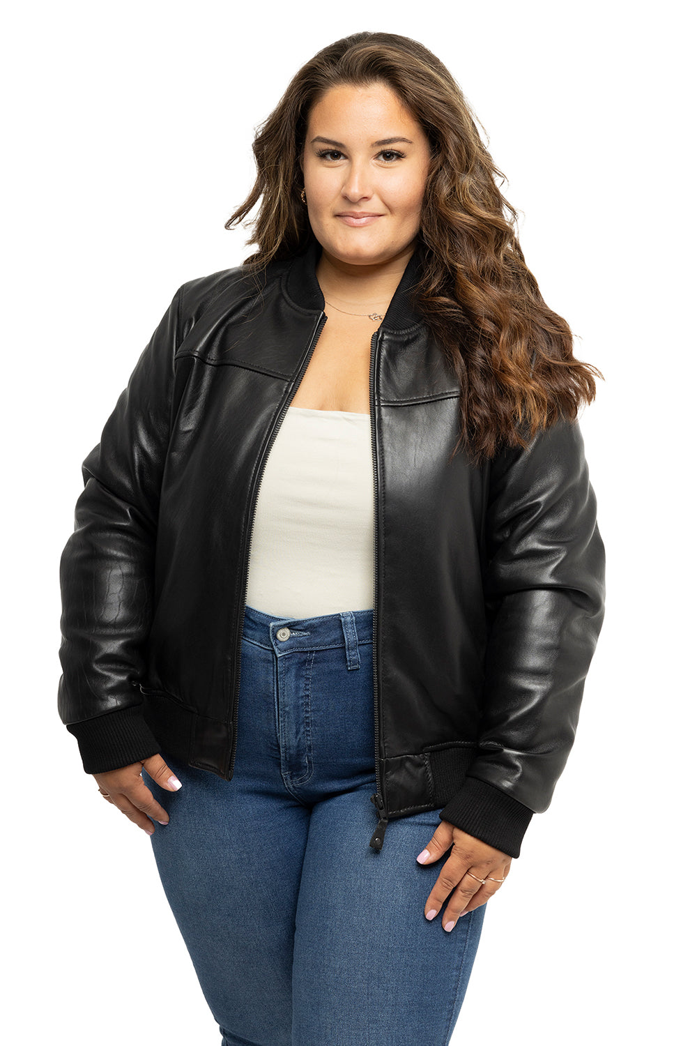 Dani Women's Fashion Leather Bomber Jacket