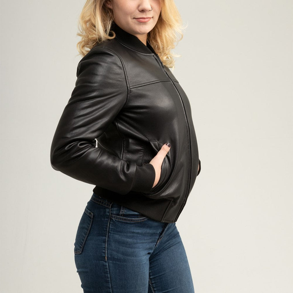 Dani Women's Fashion Leather Bomber Jacket