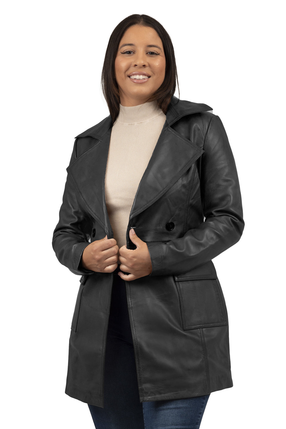 Emma Women's Leather Wrap Coat