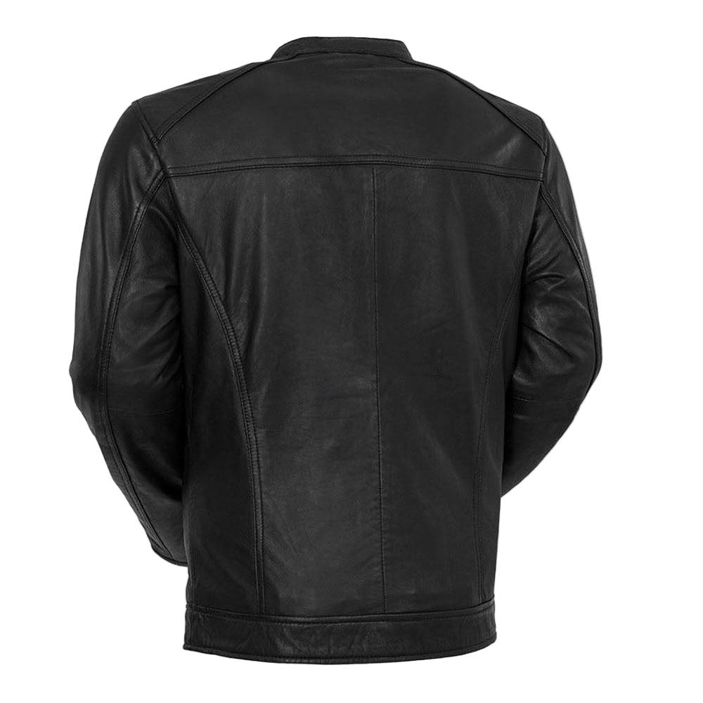 Lucas Men's Single Snap Collar Leather Jacket