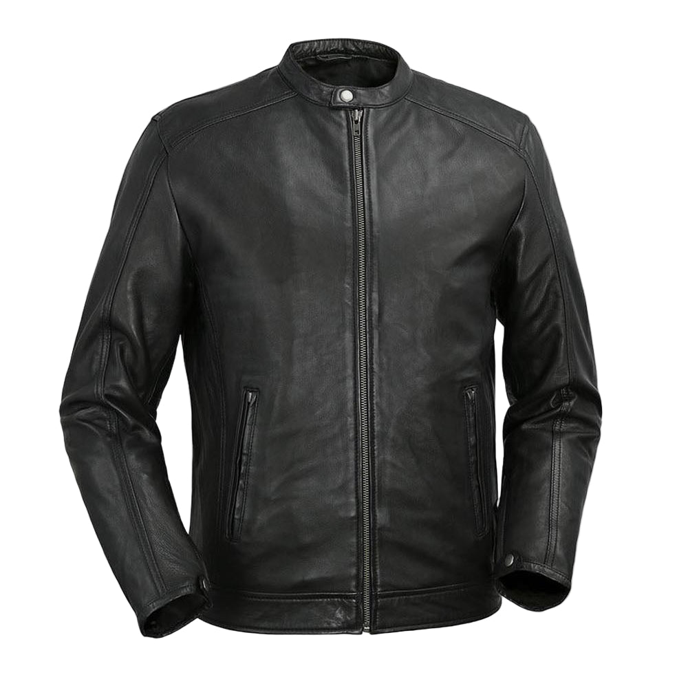 Lucas Men's Single Snap Collar Leather Jacket